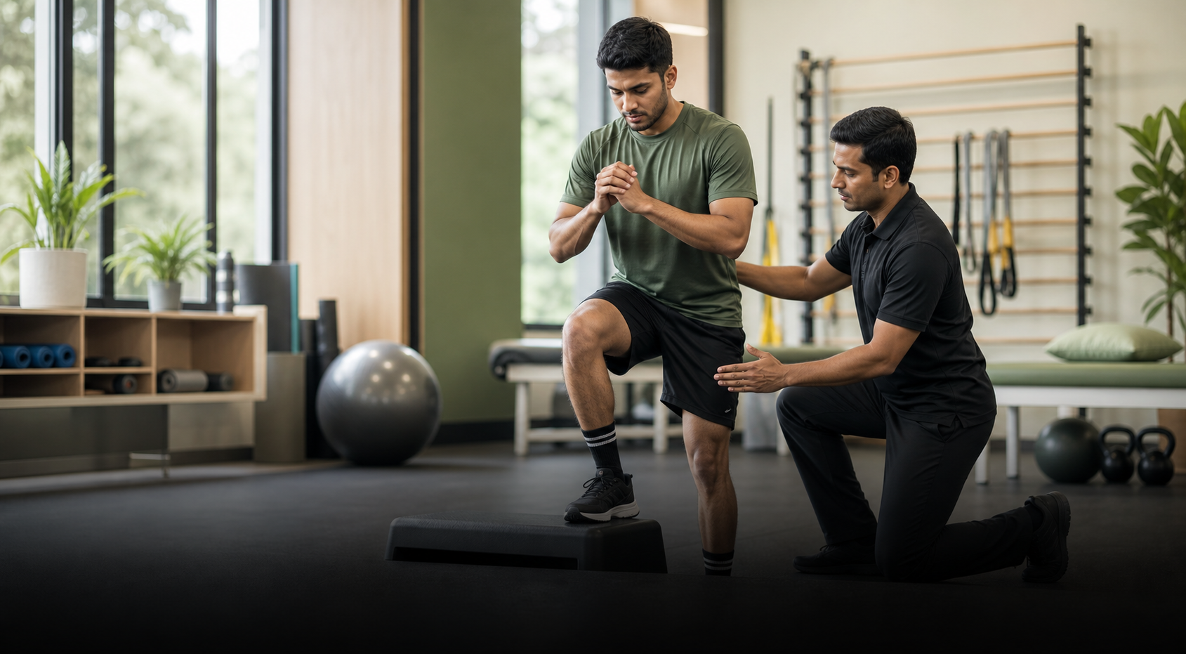 Physiotherapist guiding sports injury rehabilitation